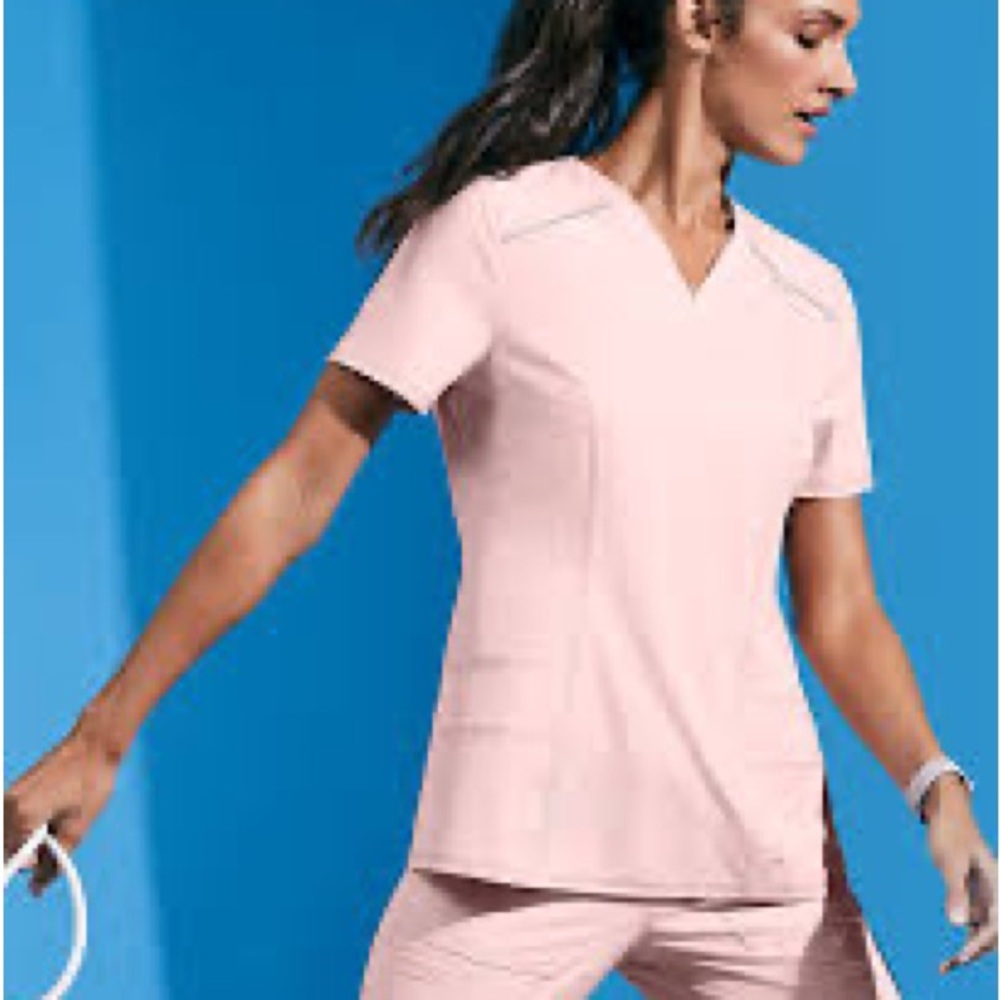 Jaanuu Light Pink V-Neck Medical Scrub Top